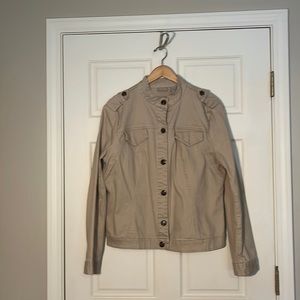 Cream stretch denim jacket | Size XL